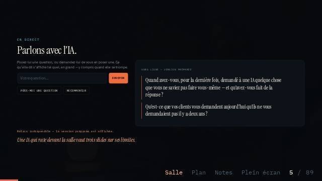 Slide en séance : les questions de la salle traitées par l'IA